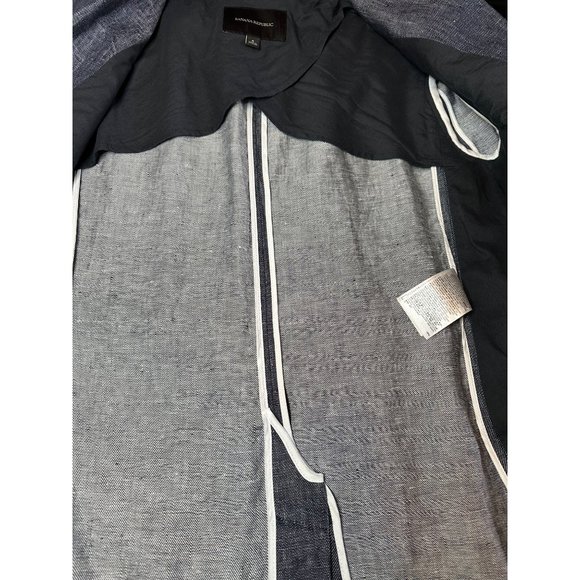 BANANA REPUBLIC Womens Chambray 100% Linen Boyfriend Blazer Size 6 Blue - Picture 6 of 7